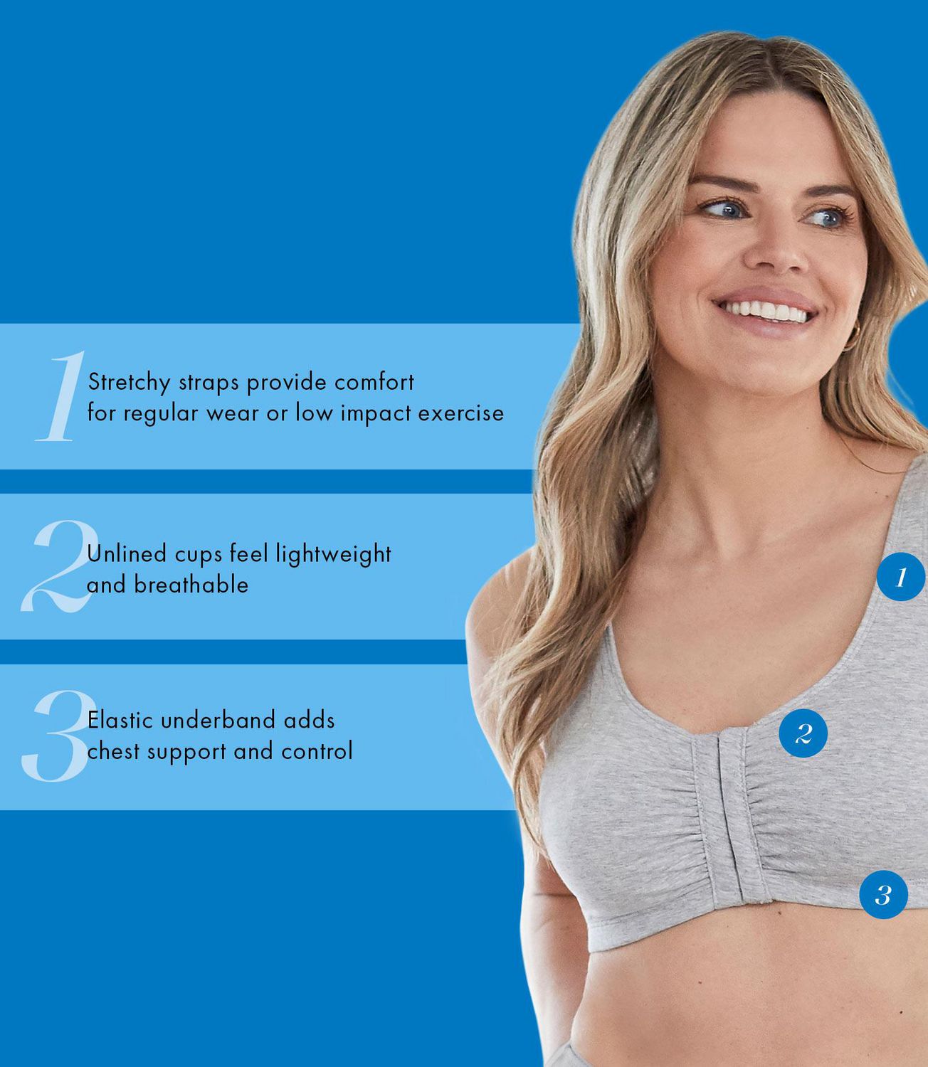 Bestform 9706014 Soutien-gorge de sport en coton mélangé à fermeture frontale