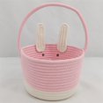 thumbnail image 4 of SUNSIOM Easter Bunny Basket Cute Contrast Color Rope Easter Bucket Tote with Long Handle for Home Party School, 4 of 6