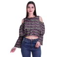 thumbnail image 1 of Moomaya Button Front Cold Shoulder Top Printed  Casual Loose Blouse Short Top, 1 of 4