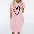 thumbnail image 2 of Pisexur Robe Maxi pour Femme Grande Taille Été Décontractée à Imprimé Cœur à Manches Courtes Col Rond Ample Unie Chemise de Nuit Plissée Robe de Sommeil Confortable avec Poches, 2 of 5