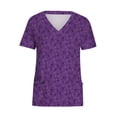 thumbnail image 4 of LSLJS Women Short Sleeve V-neck Tops Uniform Printed Pockets Blouse Nursing, Womens Plus Scrubs, 4 of 5