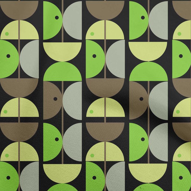 oneOone Polyester Spandex Green Fabric Geometric Circle Craft Projects Decor Fabric Printed By The Yard 56 Inch Wide