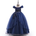 thumbnail image 2 of WEAIXIMIUNG Robes Florales pour Ados 10-12 Robe pour Enfants Robe Ligne Épaule Fille Robe de Performance Longue Robe à Pommeau Robe de Fête, 2 of 4