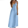 thumbnail image 3 of Robes d'Été pour Femmes Zeophrasy Robe d'Été Unie à Col en V avec Bretelles Réglables Cadeau de Fête des Mères pour Femmes Filles, 3 of 8