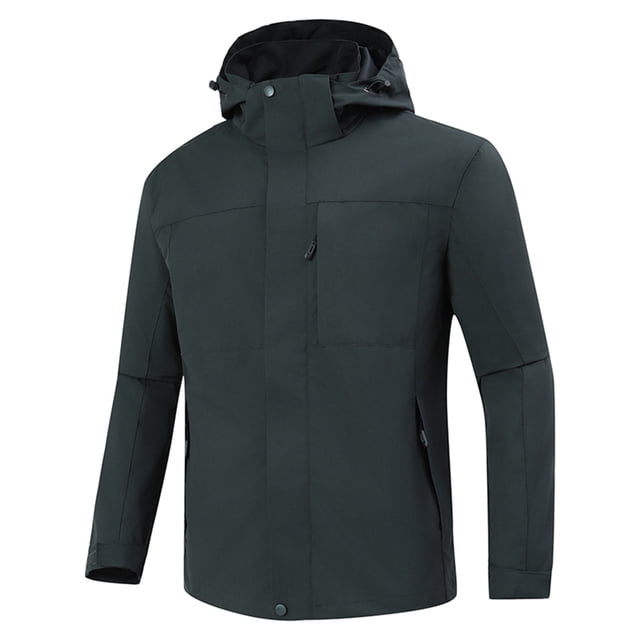 Birdeem Mansolid Color Water Resistance Drawstring Pockets Hooded Outdoor Jacket Coat
