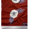 thumbnail image 1 of Soimoi Red Moss Georgette Fabric Leaves & Anemone Floral Print Sewing Fabric Yard 42 Inch Wide, 1 of 5