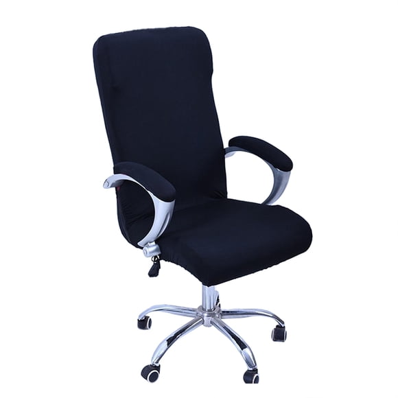 KAKOWELY Housse de Chaise de Bureau Housse de Fauteuil Rotatif Housse Amovible Extensible pour Chaise d'Ordinateur de Bureau Protecteur Taille g (Noir)43.31"X17.72"X0.2"