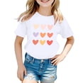 thumbnail image 1 of B91xZ Girls T-Shirt Short Sleeve Ruffle Solid Color Polo Shirt,White 7-8 Years, 1 of 4