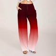 thumbnail image 2 of Red Brunch for Ladies Fall Summer Faux Gauze Linen Gradient Loose Fit Ruched High Cut Flared Wide Leg Trousers Pants Womens 2025 S, 2 of 5