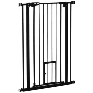 PawHut Barrière pour Animaux de 41 Pouces avec Porte de Passage pour Escaliers Embrasures de Porte Maison Noir