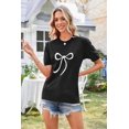 thumbnail image 2 of Arach&Cloz Women's V-Neck Short Sleeve Special Rib Knitted Pattern Casual Tops Sweater Spring Summer 2025, 2 of 7