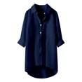 thumbnail image 2 of Weiqiqre Womens Spring Tops Oversized Linen Shirts Blouses Tops Long Sleeve High Low Button Up Shirts, 2 of 4