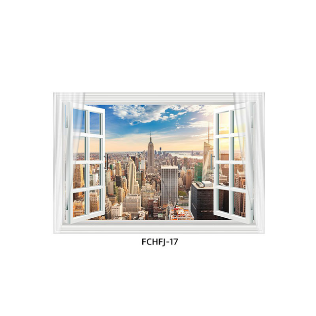 YSTINNG Self-adhesive Wall Stickers Fake Window Landscape Bedroom Living Room Background Wall Wall Stickers Seascape Bedside Waterproof Stickers C311-7591