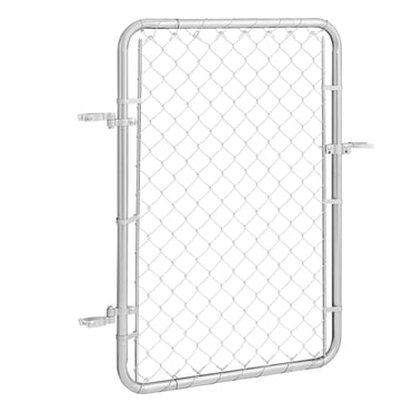 KFFKFF Portail de Clôture à Maillons de Chaîne, 32 x 46 Po, Panneau de Clôture à Maillons de Chaîne Réglable, Convient à une Ouverture de Portail de Clôture de Jardin de 2-6 Pi (L) x 4 Pi (H), Portail de Clôture Galvanisé Résistant à la Rouille