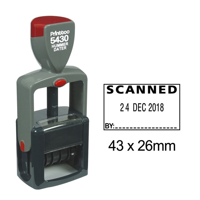 Printtoo Heavy Duty Dater Stamp With Scanned By Text And Sign Space Self Inking Office Rubber Stamp-Black