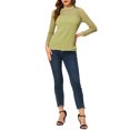 thumbnail image 2 of INSPIRE CHIC Blouses Décontractées pour Femmes à Col Rond en Dentelle Florale à Manches Longues en Chiffon Hauts S Vert Pois, 2 of 6