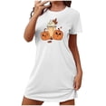thumbnail image 4 of Sakmal Robe de Nuit Courte Moomoos pour Femmes, Sommeil, Grande Taille, Blanche, Confortable, Halloween, Imprimé Citrouille, Manches Courtes, Chemises de Nuit pour Femmes, 4 of 5