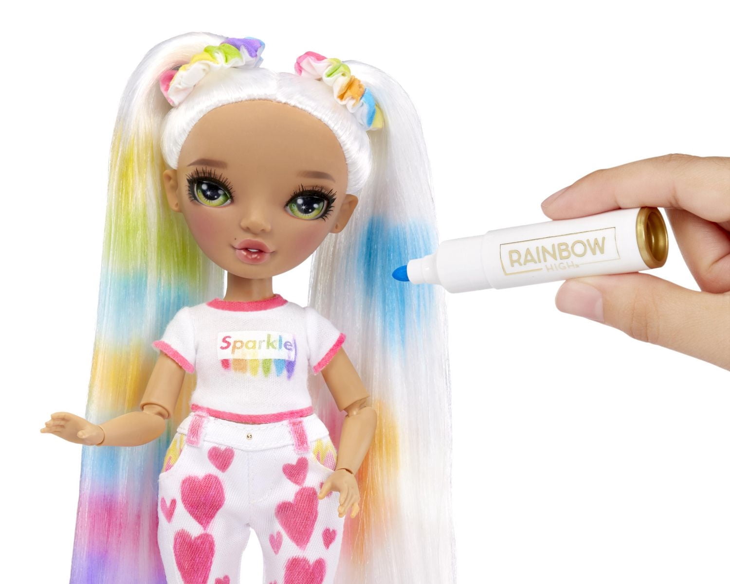 Poupée-mannequin artistique Rainbow High Color & Create avec yeux verts