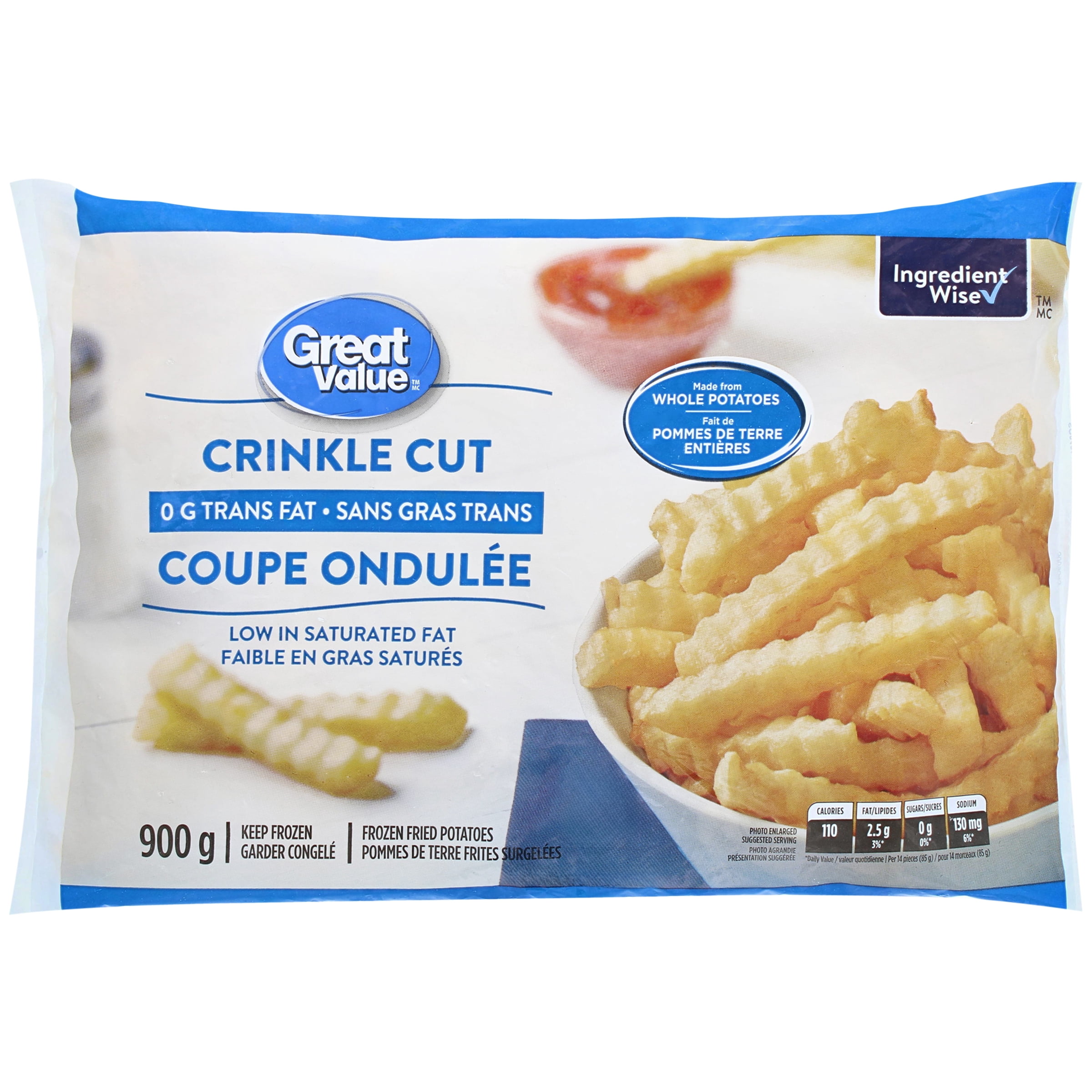 Pommes de terre frites surgelées à coupe ondulée Great Value 900 g