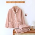 thumbnail image 2 of RKSTN Womens Pajama Sets Fall and Winter Home Solid Color Flannel Thickened Pajama Set Long Sleeve Buttons Tops + Pants Pajamas, 2 of 8