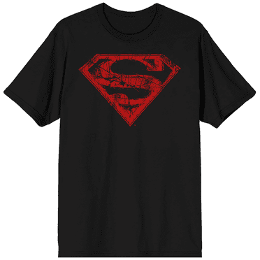 DC Comics Superman Destroyed Shield Mens Black T-Shirt (Medium, m)