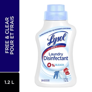 Lysol Laundry Disinfectant, Free and Clear, No Fragrances, No Dyes, 0% Bleach, Kills 99.9% of Viruses & Bacteria, 1.2 L
