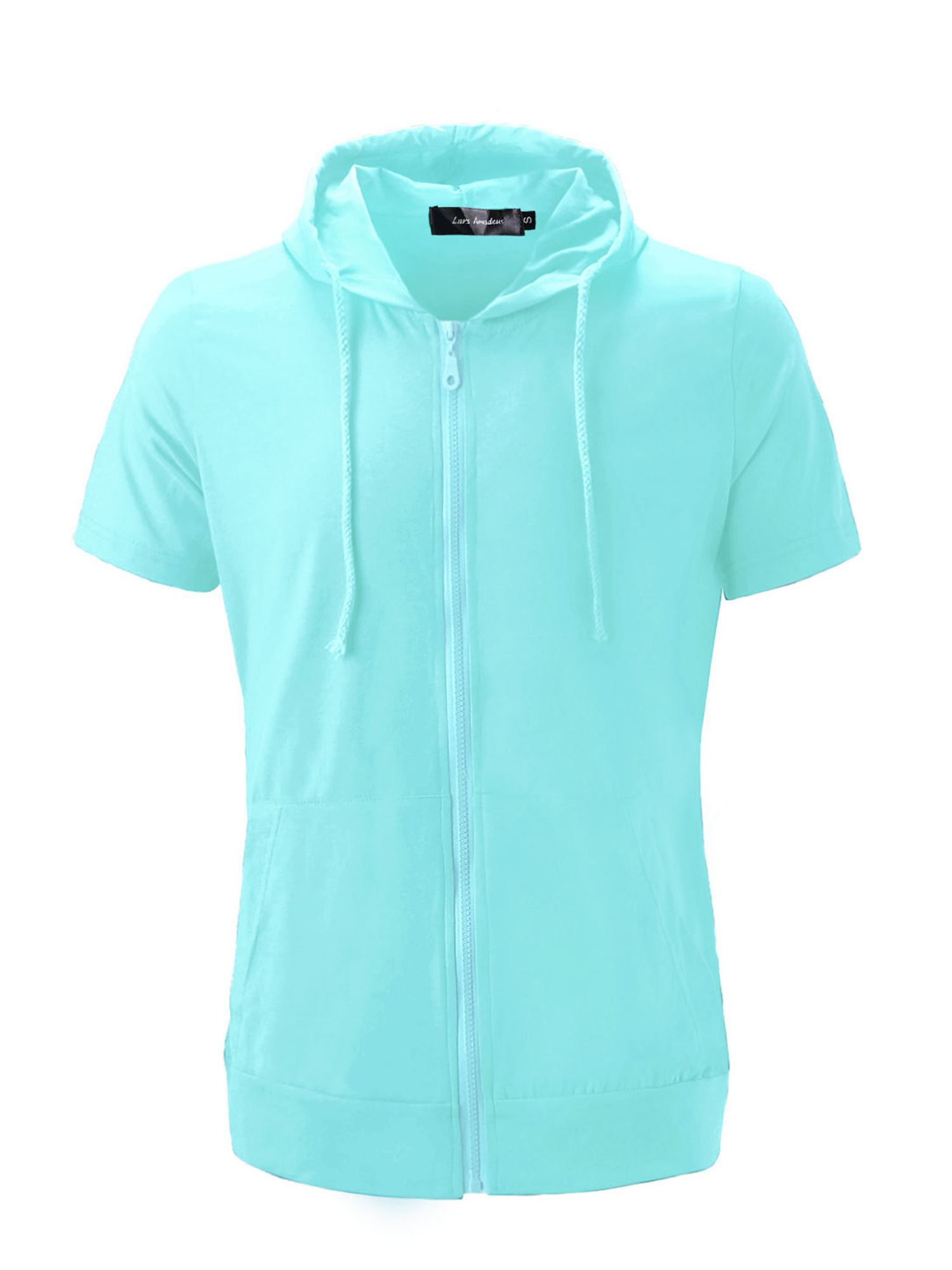 INSPIRE CHIC Chandails à Capuchon pour Hommes, Couleur Unie, Veste à Fermeture Éclair à Manches Courtes