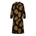 thumbnail image 4 of Robes Décontractées pour Femmes Mode pour Femmes Col en V Ample Manches Longues Coton Lin Imprimé Robe Longueur Cheville Robe Longue Robes à Manches Longues pour Femmes en Liquidation, 4 of 8