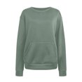 thumbnail image 4 of Mrat Chandails à Col Rond pour Femmes, Unis, Amples, à Col Rond, à Manches Longues, à Fermeture Éclair Intégrale, Blouse Sans Capuche, Blouse Décontractée Sans Capuche, Chandail à Poche, Chandail, Vert, TTG, 4 of 4