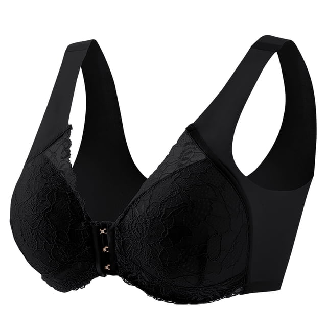 Timegard Bras for Women Wirefree Front Closure Lace Full Support Back Smoothing Comfort Everyday Bras