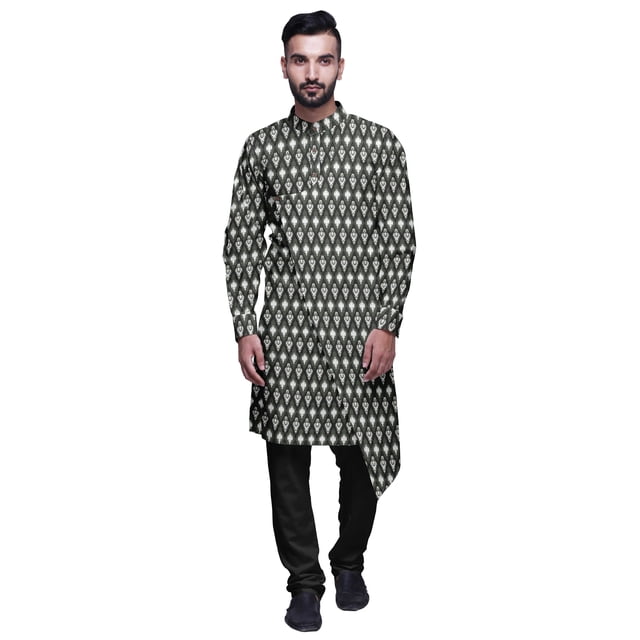 Atasi Ensemble Kurta-Pyjama Long en Coton pour Hommes, Kurta-Pyjama Décontracté de Designer, Vêtements