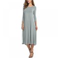 thumbnail image 1 of Robe Longue Midi Évasée à Manches 3/4 pour Femmes, 1 of 5