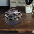 thumbnail image 2 of Double Layer Cosmetic Bag Makeup Bag Toiletry Toiletry Bags Large Bathroom Bag Transparent Black, 2 of 9