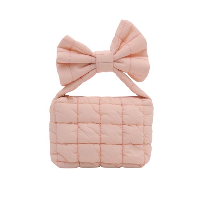 SIYTUAU Pleated Bow Bag Womens Handbag Shoulder Solid Color Crossbody Bag For Daily Use In Pink Color Pink