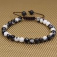thumbnail image 2 of Natural Zebra Jasper Gemstone 6mm Round Beads Adjustable Bracelet 7" Unisex, 2 of 3