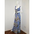 thumbnail image 1 of TAHARI Robe MAXI Drapée Bleue Jaune à Fleurs d'Eau Douce Georjeanna Fendue $158, 1 of 1