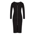 thumbnail image 4 of TopLLC Longues Robe à Manches à Col Rond Mode Femme Décontractée Robe à Manches Longues à Col Rond Unie à Cordon Robe Femme, 4 of 8