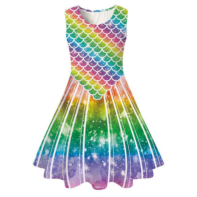 HAJGJP Robe d'Été pour Fille Robe d'Été Sans Manches pour Filles pour Usage Quotidien et Fêtes Bleu Foncé, 8-9 Ans