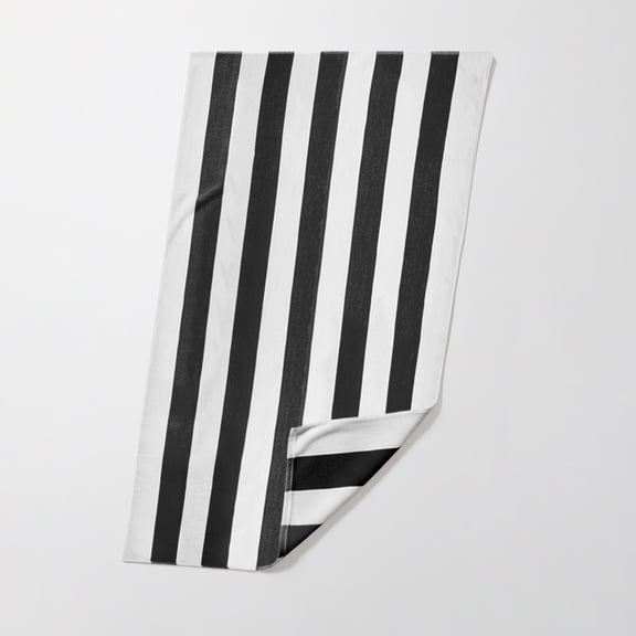 Mainstays Cabana Stripe Beach Towel, Black, 1 Piece, 30" x 60", 350 GSM