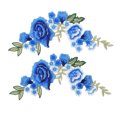 thumbnail image 1 of Applique en Tissu, 2 Pcs Patch Fleur Bleu Patch Broderie Couture Performance Finement Réglée, 1 of 14