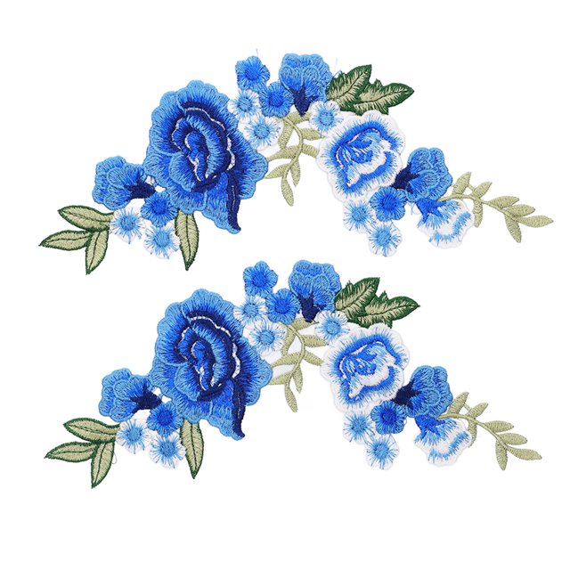Applique en Tissu, 2 Pcs Patch Fleur Bleu Patch Broderie Couture Performance Finement Réglée