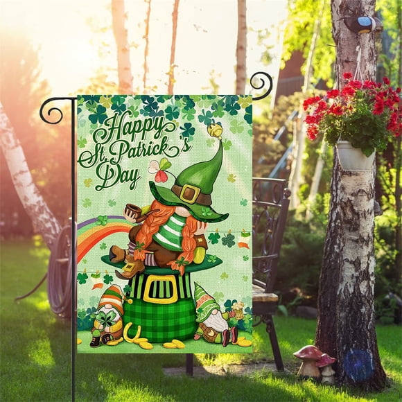Dvkptbk Festival Drapeaux de Jardin Fête de la Saint-Patrick Drapeaux de Jardin en Lin Décoration de Patio Drapeaux Arrière-Plan de Fête Drapeaux Décor de Jardin Extérieur Décoration de Patio et de Maison