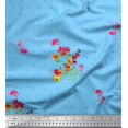 thumbnail image 1 of Soimoi Polyester Crepe Fabric Dot,Leaves & Periwinkle Floral Print Fabric by Yard 42 Inch Wide, 1 of 3