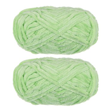Unique Bargains 2Skeins Velvet Yarn Chenille Yarn 87.49 Yards Polyester Soft Blanket Yarn 2Pcs Light Green