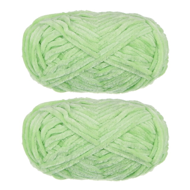 Unique Bargains 2 Pelotes Fil Velours Fil Chenille 87,49 Verges Polyester Fil Doux pour Couverture 2 Pcs Vert Pâle