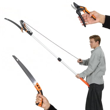 Outsunny 6.5ft Manual Pole Saw, Hand Pruning Saw, Secateurs