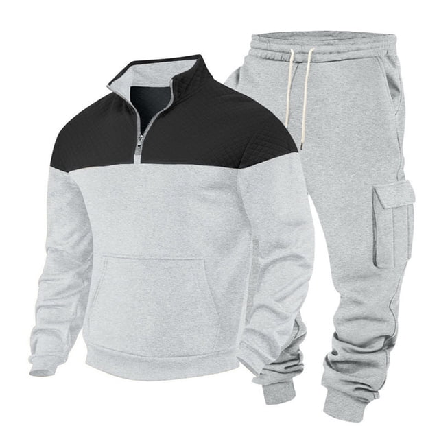 Mens Long Sleeve, Casual Tracksuit with Hood and Elastic Waist