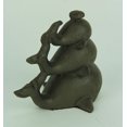 thumbnail image 3 of Rust Brown Cast Iron Triple Stacked Whale Figurine, 3 of 5
