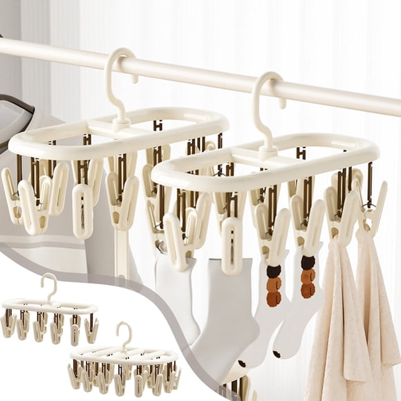 Bowayaoa Foldable Socks Drying Rack, Multifunctional Clothes Hanger for Underwear, Towels, Gloves, Space Saving Hanging Drying Rack for Dorm, Home Use, Rotatable Hook