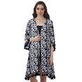 thumbnail image 1 of Moomaya Front Open Printed Shrug 3/4 Sleeve Georgette Beach Cover Up For Women, 1 of 6